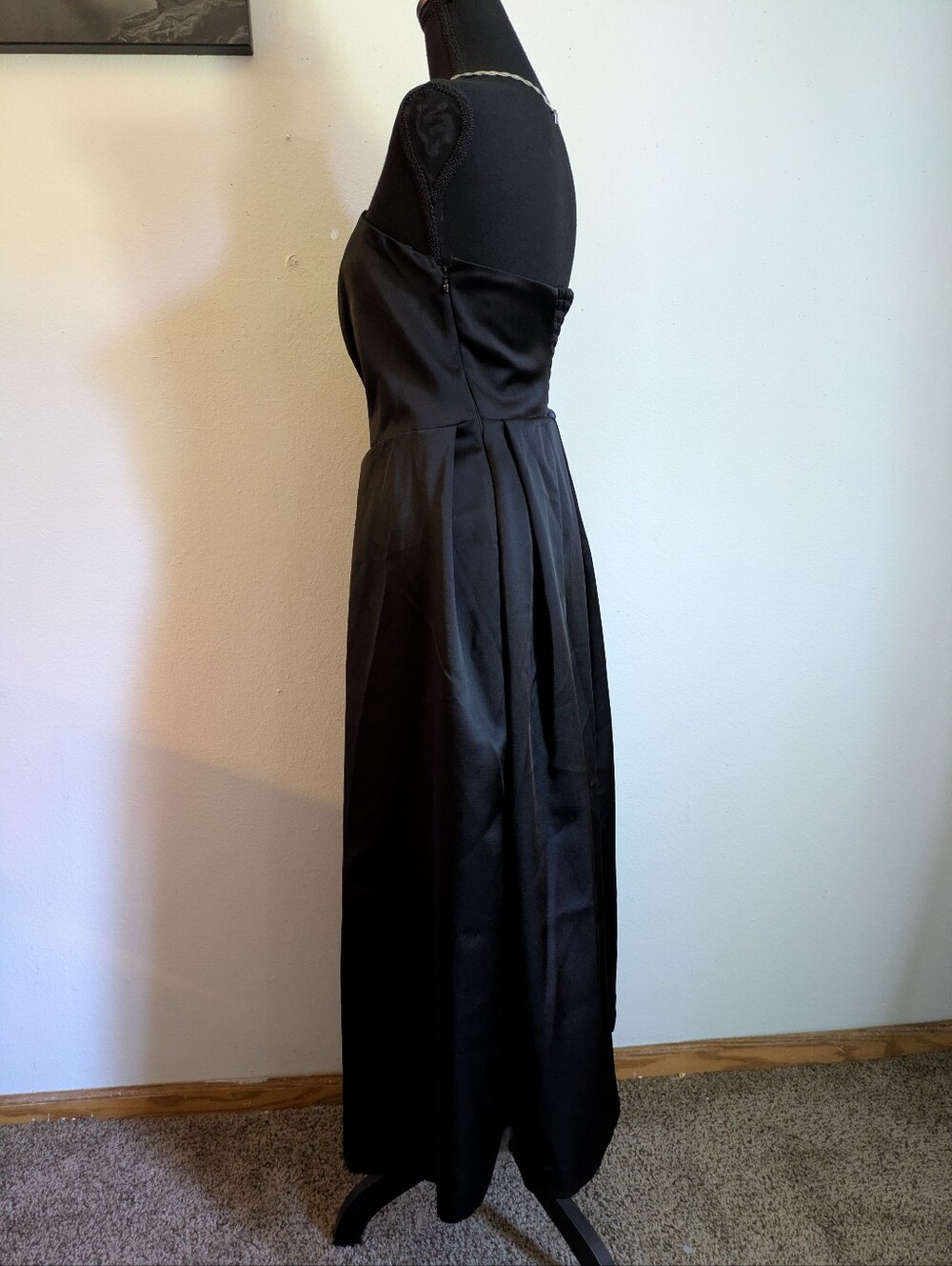 H&M Black Satin-Finish Strapless Maxi Dress, Size XXL - Picture 8 of 9